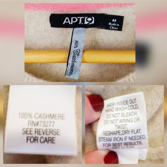 Apt. 9 SZ M 100% Cashmere Argyle Cardigan Sweater Tan-Brown-Peach - Picture 5 of 5